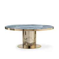 Light luxury marble dining table modern minimalist small apartment home round dining room table Nordic post-modern round table
