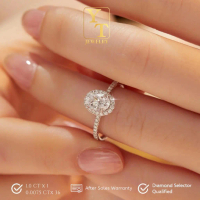 Adeline Oval Shaped Ring - Cincin Moissanite Lapis Emas Putih 18K - YT Jewelry