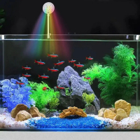 A Boutique  USB-Plug Aquarium Lamp Colored Lights LED Fish Tank Lamp 360-Degree Rotation Energy Savi