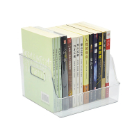 【CHEER】3入 多功能透明儲物收納盒-小號 透明書架(透明手提收納籃 書架 書本收納 雜物收納盒)