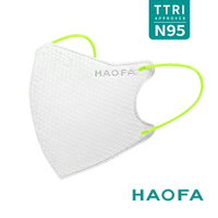 HAOFA氣密型99%防護立體醫療口罩彩耳款-螢綠(10入)