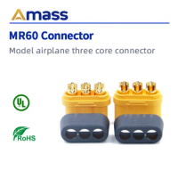 Amass MR60-M/F Male and Female with Protective Cover 3.5mm Three-pin Plug Socket Connector Suitable for Aircraft Model Drones