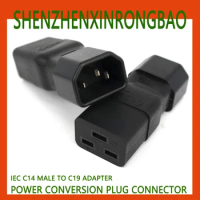 IEC 320 C19 Female to C14 Male AC Power Adapter Plug, Connect C20 To C13 Power Plug PDU PSU APC UPS Converter 10A 250V Black