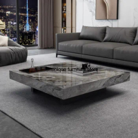 Marble Top Coffee Table Living Room Luxury Stone Rectangular Coffee Table Modern Topper Italian Table Basse Home FurnitureXS