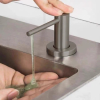 Gray Detergent Press Solid 304 Stainless Steel Soap Dispenser Kitchen Sink Detergent Pressing Utensil Pump