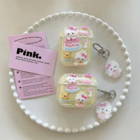 Hello Kitty With keychain For Airpods Pro Case,Clear Anime Case For Airpods 3,Soft TPU Earphone Cover For Airpods Pro 2 Case