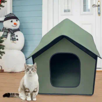 Cat Dog House Wind Proof Waterproof Winter Outdoor Indoor Warm Pet Shelter Foldable Thick Cat Tent Small Dog Pet House Hut Cage