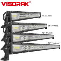 VISORAK Lightbar 12V 24V Offroad 22" 34" 42" 50" Straight 3 Row LED Bar Spot Flood Beam LED Light Bar for Tractor Truck Boat 4x4