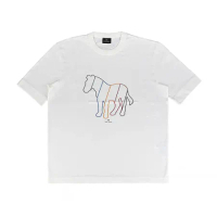 PAUL SMITH字母印花LOGO線條斑馬圖案設計有機棉短袖T恤(男款/月白)