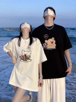เสื้อยืด oversize unisex เสื้อคู่สกรีน ลาย \Bouquet of dog\" เท่ๆ ผ้าคอตตอน100% ใส่สบาย แนวสตรีท ฮิป