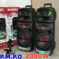 KIMISO QS-6802 8-inch 2000W peak outdoor portable wireless Bluetooth speaker karaoke DJ speaker system caixa de som bluetooth