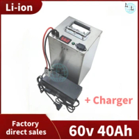 LL-atterie lithium-ion étanche, 60V, 40Ah, BMS pour 4000W, 3000W, Tricycle, Scooter, Vélo, Moto Go Cart, Chargeur 5A