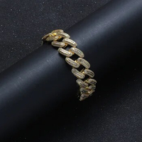 2 Colors Fashion Brass Bracelet Hip hop Iced Out Zircon Cuban Chain Bracelet Men's Jewelry CZ Cuban Bracelet BB016