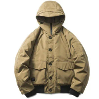 Winter Retro Men's Hooded Flight Jacket Down Jacket Outdoor Windproof Warm White Duck Down Coat Unisex Puffer Jackets