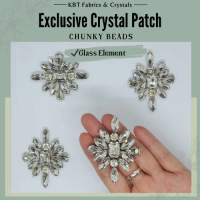 [1pcs] Iron on Exclusive Glass Crystal Patch Manik Tampal Diamond Chunky Beads Manik Baju Nikah DIY 