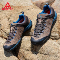 HUMTTO Mens Waterproof Hiking Shoes Genuine Leather Mountaineering Trekking Shoes Women Breathable Sports Sneakers Hunting Boots