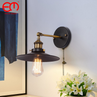 โคมไฟติดผนังพร้อมสวิตช์ Hardwire Industrial Vintage Wall Lamp Light Fixture Simplicity Bronze For Living Room Bedroom Aisle *