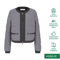 Christian Dior Quilted Jacket Blue And White Houndstooth Virgin Wool