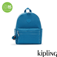Kipling 質感寶石藍拉鍊後背包-BOUREE