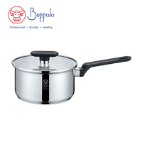 Buffalo PNBF-0618P 18/10不銹鋼加厚底單柄煲連玻璃蓋 18cm / 2L 香港行貨