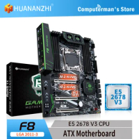 HUANANZHI F8 LGA 2011-3 Motherboard combo kit set Intel XEON E5 2678 V3 support 8 * DDR4 RECC NON-ECC memory M.2 NVME USB3.0 ATX