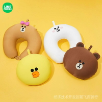 LINE FRIENDS布朗熊兩用抱枕 卡通萌趣辦公頸枕柔軟抱枕公仔靠枕