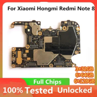 Unlocked for Xiaomi Redmi Note 8 Motherboard Full Chips Logic Board Android OS 32GB 64GB 128GB Original Mainboard Global Version