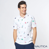 【NAUTICA】熱帶雨林印花短袖POLO衫(白)