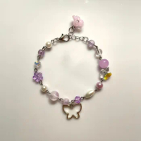 Shinobu Kocho | Purple Butterfly Handmade Bracelet | Beaded Charm Bracelet | Y2K Bracelet | Y2K Jewelry