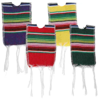 4pcs Bottle Poncho Serapes Beer Bottle Covers for Cinco De Mayo Mexican Bottle Ponchos Mexican Party Decor