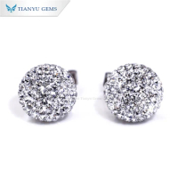 Tianyu Gems Crystal Diamond Ball Stud Earrings Women 18K 14k 10k Gold Round Sparkle Shine Earring Fine Jewelry for Wedding Party
