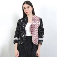 Rianty Batik Premium Wanita Atasan Outer Cardigan Lurik Garutan Exclusive Janitra Series Lining Furi