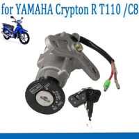 For YAMAHA Crypton R T110 110 T110C C8 LYM LYM110-2 Motorcycle Ignition Switch Lock Door Set Gas Fuel Tank Cap Seat Keys Cover