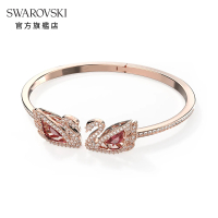 【SWAROVSKI 官方直營】Dancing Swan 手鐲 天鵝 紅色 鍍玫瑰金色調 交換禮物