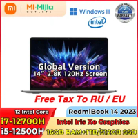 【EU Stock】2023 Xiaomi Laptops RedmiBook 14 Intel i5-12500H/i7-12700H 16G RAM 512GB/1T SSD 14 Inch 2.8K 120Hz Screen Notebook PC