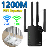 1200Mbps Wireless WiFi Repeater 2.4GHz 5GHz Dual Band Wifi Signal Booster Wi-Fi Amplifier Extender Wlan Network for Home Office
