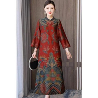 LC672 Premium Oversized Floral Cheongsam Dress Fashion Terbaru 4XL