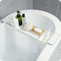 浴缸置物架 浴缸可伸縮瀝水塑料置物架衛生間浴室泡澡多功能防滑紅酒收納架子『XY13438』