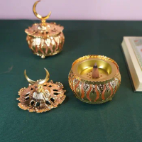 Muslim Hand-held Incense Burner, Gold Metal Decoration, Home Decoration, Sandalwood, Lace Moon, Middle East