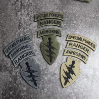 5pcs Set Special Forces Morale Badge Embroidery Hook Loop Patches Tactical US Flag Ranger Tab Military Emblem
