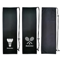 1 Pc Badminton Racket Cover Bag Soft Storage Bag Case Drawstring Pocket Portable Tennis Racket Protection Sport Supplies