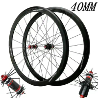 Carbon Fiber Hub Straight Pull Wheel Set 40mm Matte Black Aluminum Ring 700C Road Bike Wheel Set C/V Brake