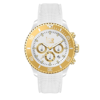 Ice Watch 三眼計時活力系列 金錶面 40mm CH-白色編織矽膠錶帶