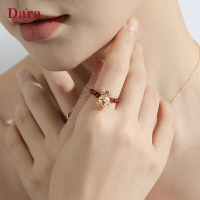 Dara/戴拉本命年小老虎紫珠戒指女年新款潮生肖屬虎食指指環