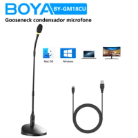 BOYA BY-GM18CU 18-inch Gooseneck Condenser Microphone for Computer Desktop Mic for Video Conferences Streaming Meetings Lectures