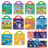 New Children Reusable Scene Cute Stickers DIY Puzzle Sticker Games Books Cartoon Animal Learning Cognition Toys For Kids Gift