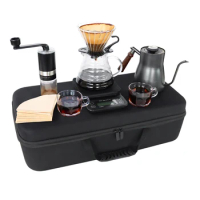 Coffee Maker Set Portable Travel Bag with Pour Over Coffee Kettle Coffee Grinder Cup Filter Coffee Set for Outdoor Camping