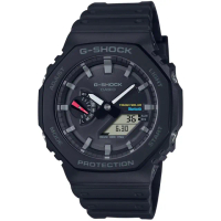 【CASIO 卡西歐】G-SHOCK 八角錶殼耐衝擊運動太陽能藍牙雙顯腕錶/黑(GA-B2100-1A)
