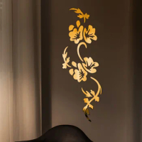 Modern Floral Mirror Surface Wallk Sticker Self-adhesive Flower Wallpaper Furniture Living Room Bedroom Home Decor Mural