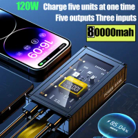 New popular Douyin anchor transparent mecha digital display fast charging container power bank 80000mAh mobile power supply